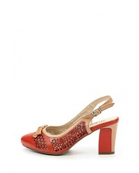 Разноцветные кожаные босоножки на каблуке от Ascalini