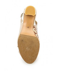 Разноцветные кожаные босоножки на каблуке от Ascalini