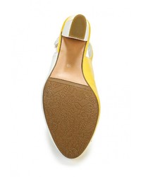 Разноцветные кожаные босоножки на каблуке от Ascalini