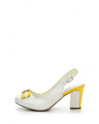 Разноцветные кожаные босоножки на каблуке от Ascalini