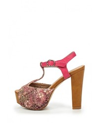 Разноцветные кожаные босоножки на каблуке от Benini