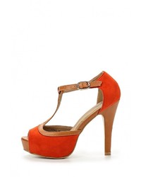 Разноцветные кожаные босоножки на каблуке от Benini