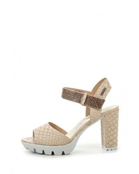 Разноцветные кожаные босоножки на каблуке от Bugatti