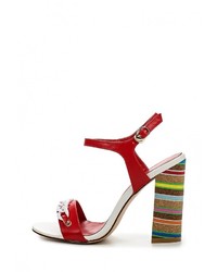 Разноцветные кожаные босоножки на каблуке от Elsi
