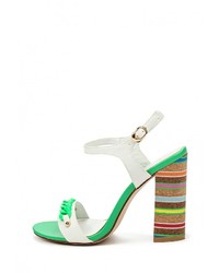 Разноцветные кожаные босоножки на каблуке от Elsi