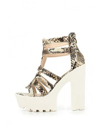 Разноцветные кожаные босоножки на каблуке от Fersini