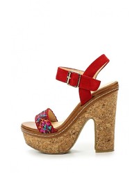 Разноцветные кожаные босоножки на каблуке от Ideal