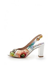 Разноцветные кожаные босоножки на каблуке от Julia Grossi