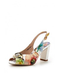 Разноцветные кожаные босоножки на каблуке от Julia Grossi