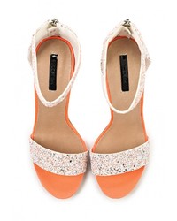 Разноцветные кожаные босоножки на каблуке от LOST INK