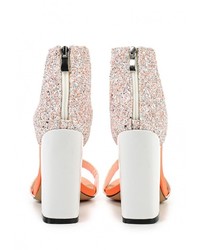 Разноцветные кожаные босоножки на каблуке от LOST INK