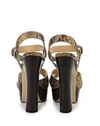 Разноцветные кожаные босоножки на каблуке от LOST INK