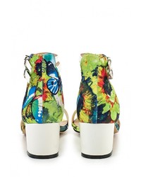 Разноцветные кожаные босоножки на каблуке от LOST INK