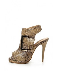 Разноцветные кожаные босоножки на каблуке от Raxmax