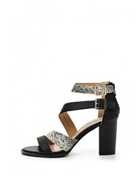 Разноцветные кожаные босоножки на каблуке от Raxmax