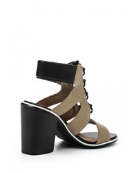 Разноцветные кожаные босоножки на каблуке от Spot On