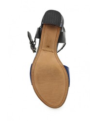 Разноцветные кожаные босоножки на каблуке от Tamaris