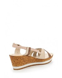 Разноцветные кожаные босоножки на танкетке от Ascalini