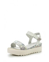 Разноцветные кожаные босоножки на танкетке от Avenir