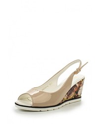 Разноцветные кожаные босоножки на танкетке от Inario