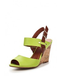 Разноцветные кожаные босоножки на танкетке от Inario