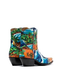 Разноцветные кожаные ботильоны с принтом от R13