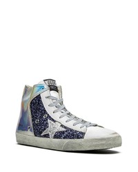 Мужские разноцветные кожаные высокие кеды от Golden Goose