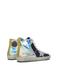 Мужские разноцветные кожаные высокие кеды от Golden Goose