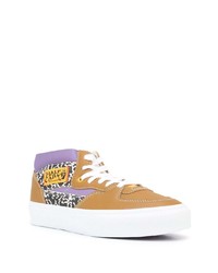 Мужские разноцветные кожаные высокие кеды от Vans