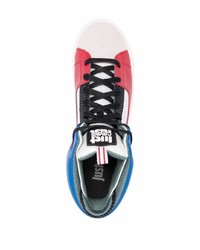 Мужские разноцветные кожаные высокие кеды от Just Cavalli