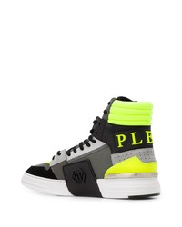 Мужские разноцветные кожаные высокие кеды от Philipp Plein