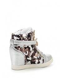 Разноцветные кожаные кроссовки на танкетке от Burlesque