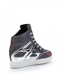 Разноцветные кожаные кроссовки на танкетке от Burlesque