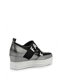 Разноцветные кожаные кроссовки на танкетке от Elsi