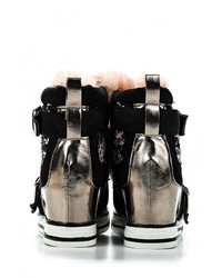 Разноцветные кожаные кроссовки на танкетке от LOST INK