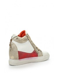 Разноцветные кожаные кроссовки на танкетке от Via Giulia