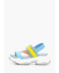 Разноцветные кожаные массивные сандалии на плоской подошве от Paolo Conte