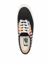 Мужские разноцветные кожаные низкие кеды в клетку от Vans