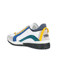 Мужские разноцветные кожаные низкие кеды от DSQUARED2