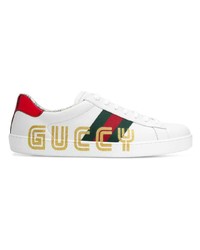 Мужские разноцветные кожаные низкие кеды от Gucci