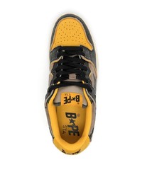 Мужские разноцветные кожаные низкие кеды от A Bathing Ape