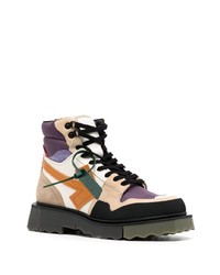 Мужские разноцветные кожаные рабочие ботинки от Off-White