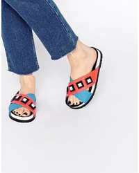 Разноцветные кожаные сандалии на плоской подошве от Kat Maconie