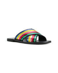 Разноцветные кожаные сандалии на плоской подошве от Tomas Maier