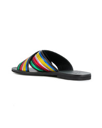 Разноцветные кожаные сандалии на плоской подошве от Tomas Maier