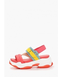 Разноцветные кожаные сандалии на плоской подошве от Paolo Conte