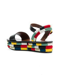 Разноцветные кожаные сандалии на плоской подошве от Tory Burch