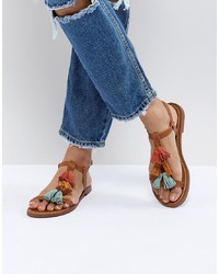 Разноцветные кожаные сандалии на плоской подошве от Pull&Bear