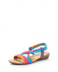 Разноцветные кожаные сандалии на плоской подошве от Tamaris