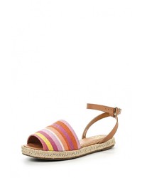 Разноцветные кожаные сандалии на плоской подошве от Velvet